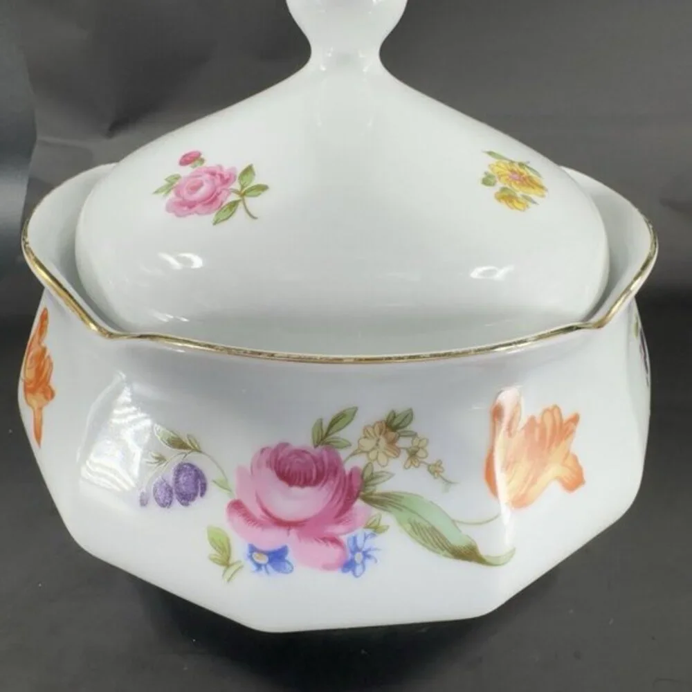 JL Menau Graf Von Henneberg Fine Porcelain Canister Jar Large‎ Sugar Bowl W Lid